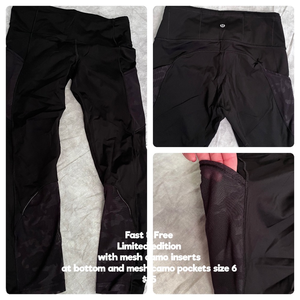 Lululemon limited edition Fast & Free with mesh camo inserts